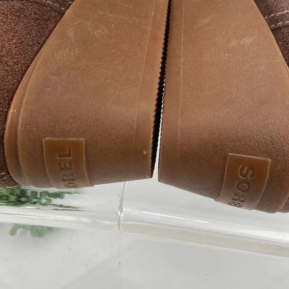 New Sorel Toronto Mid Wedge Bootie Leather Brass Buckle ‎ -Brown size 9